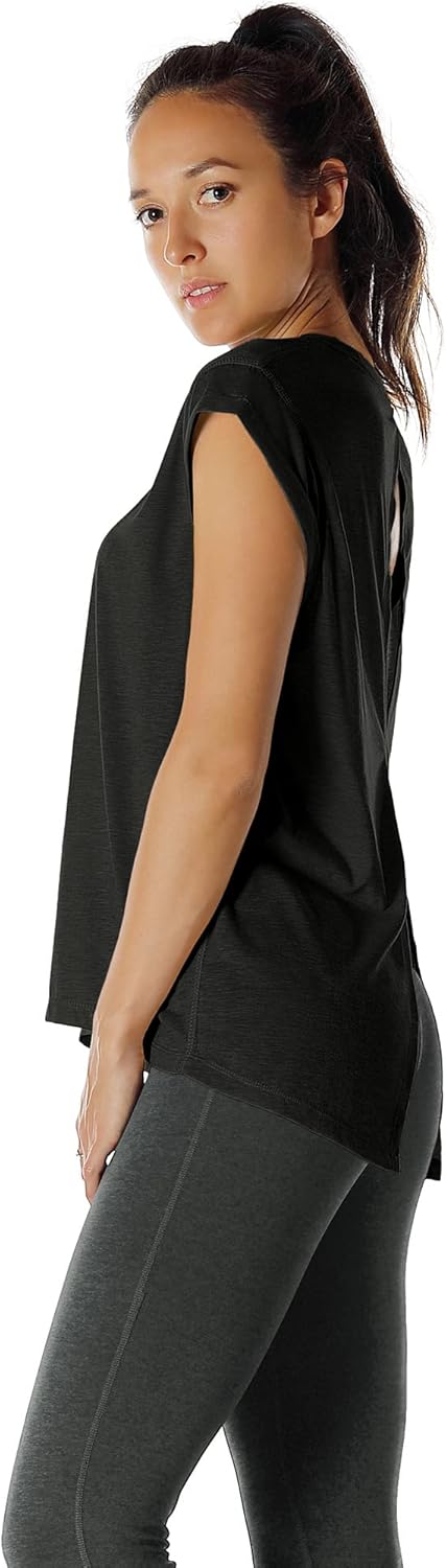 61nowEWrlDL._AC_SL1500_.jpg icyzone Open Back Workout Top Shirts - Yoga t-Shirts Activewear Exercise Tops for Women(Pack of 2)