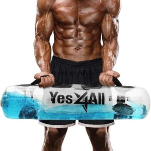 Yes4All Large Aqua Bags for Workout 45-80lbs - Ultimate Core Water Weights Aqua Bag - Portable Stability Fitness - Perfect Agility, Durability for Indoors and Outdoors - Clear & Dark Blue