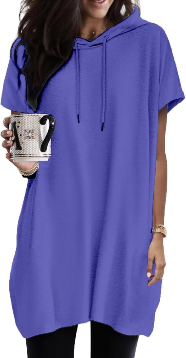 Women Summer Long Tunic Tops to Wear with Leggings, Oversized Short Sleeve Shirt Dress Tunics 2024 Trendy