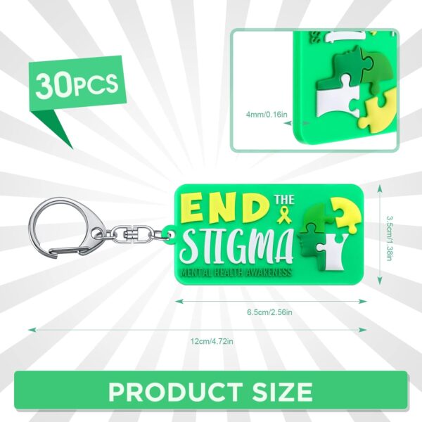 Yinkin End the Stigma Mental Health Awareness Key Chains Inspirational Gifts Green Ribbon Jewelry for Men Women Support