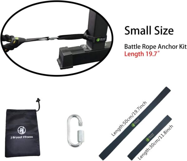 J Bryant Fitness Extra Length Outdoor Battle Rope Anchor Strap Kit Accessories Sport for Rope Easy Setup Home Gym Muscle Workout Equipment | 19" | 31" | 59" Length