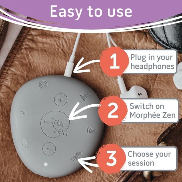 Morphée Zen | Guided Meditation Sound Device for Instant Relaxation | Enhance Well-being, Reduce Stress and find Deep Relaxation | Portable Meditation Sound Machine | 72 Sessions in 4 languages