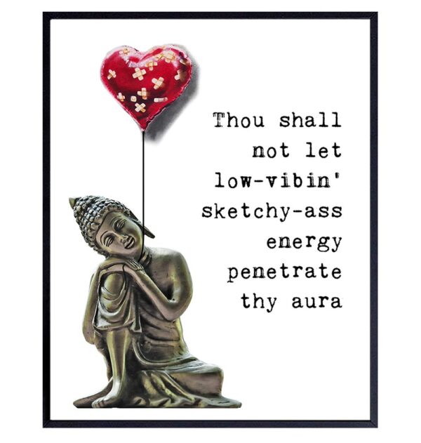 Buddha Statue Wall Art - Zen Decor - Spa Room Decor - Spiritual Gifts for Women - Namaste Wall Decoration - Positive Quotes Print - Encouragement Gifts for Women - Meditation Gift - Buddhist Picture