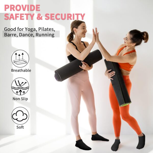 SkiBeaut Yoga Grips Non Slip Socks Pilates Anti Skid Sticky Grippers Ballet Barre Socks for Women 3 Pairs