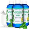 Ayurvedic Organic Oil Pulling for Teeth and Gums | Refreshing Mint Flavored Oral Rinse Mouthwash | Essential Oils for Bad Breath | Whitening Teeth & Fresh Breath | (3 Pack,8oz)