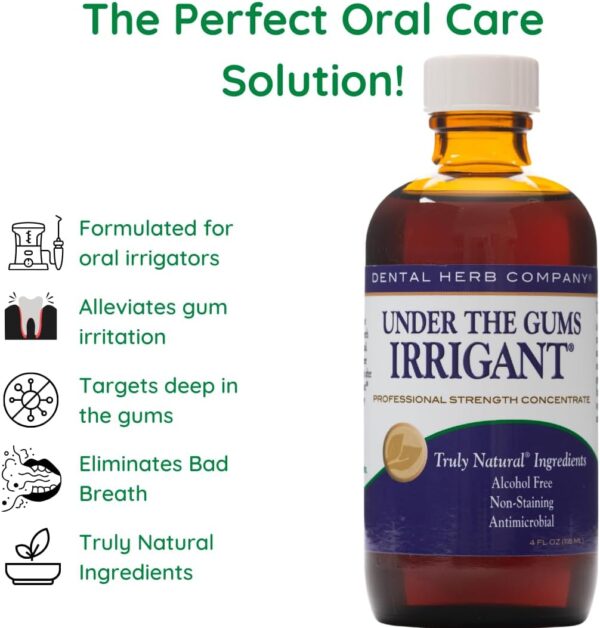 61oGnS4NBnL._AC_SL1080_.jpg Dental Herb Company - Under The Gums Irrigant Concentrate (4 oz.) for Oral Irrigators