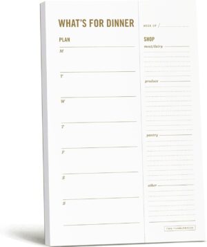 Two Tumbleweeds Meal Planning Notepad - What's for Dinner Weekly Meal Planner and Grocery List Magnet Pad with Tear-Off Shopping List - Family Dinner Menu for Fridge & Meal Prep - 6x9” - 50 Sheets