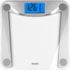 Vitafit Digital Bathroom Weight Scale for Body Weight, High Accuracy Assured by Weighing Professional Since 2001,Extra Large Blue Backlit LCD and Step-On, 400lb/180kg, Clear Glass