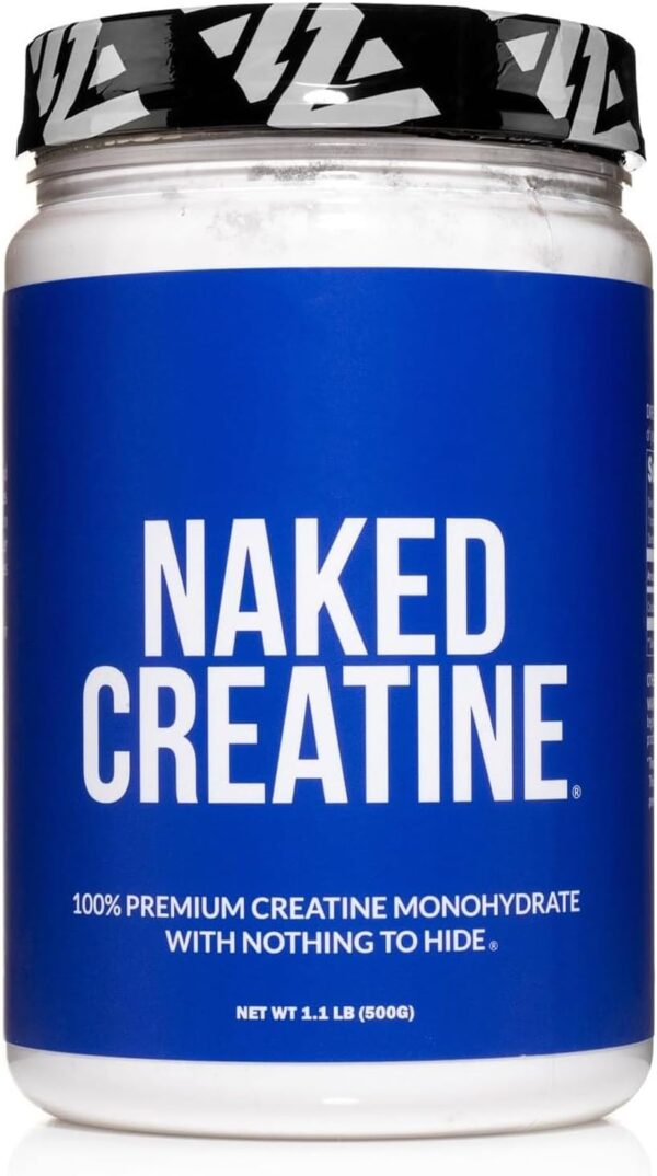 Naked Pure Micronized Creatine Monohydrate - 100 Servings - 500 Grams, 1.1Lb Bulk, Vegan, Non-GMO, Gluten Free, Soy Free. Aid Strength Gains, No Artificial Ingredients Creatine