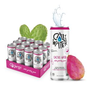Caliwater - Organic Cactus Water - Wild Prickly Pear - 5g Sugar, 25 Calories - Coconut Water Alternative - Natural Plant Based Hydration - Skin Care, Electrolyte Drinks - Flavored Water - 12 Cans