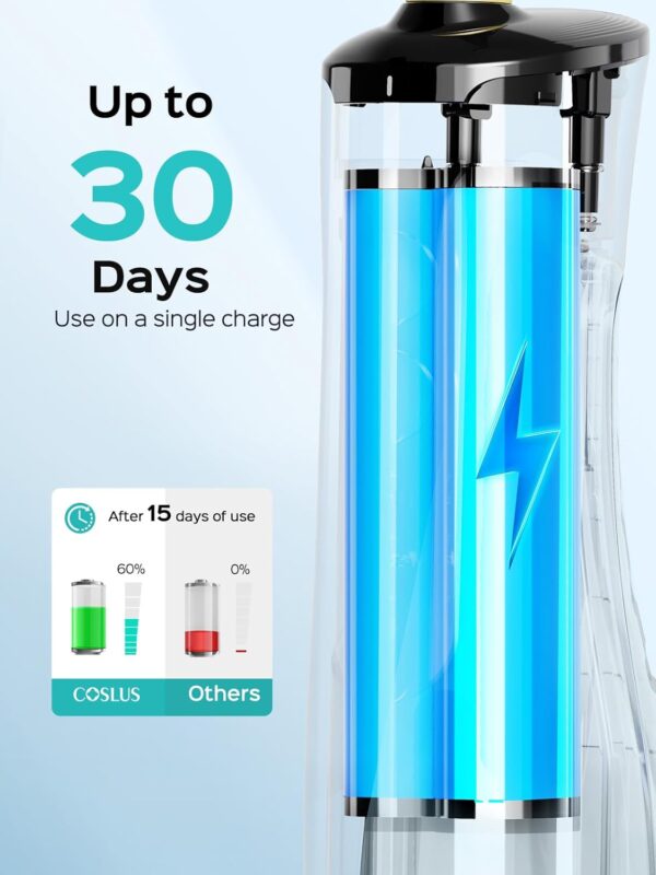 Water Flosser, Water Dental Flosser for Teeth Pick: COSLUS 10 Levels Smooth Control Portable Rechargeable Oral Irrigator Cordless Waterproof, 300ML Electric Flossing Cleaner Deep Cleaning 2025 Upgrded