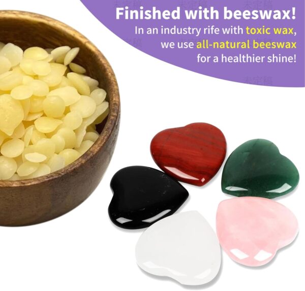 NatureWonders 8 Crystal Hearts 1.4" (Booklet, Pouch, Gift Box) Chakra Stone, Healing Crystal, Palm Thumb Stone, Powerful & Popular, All Natural, Finished with Beeswax, Meditation, Energy Healing Reiki