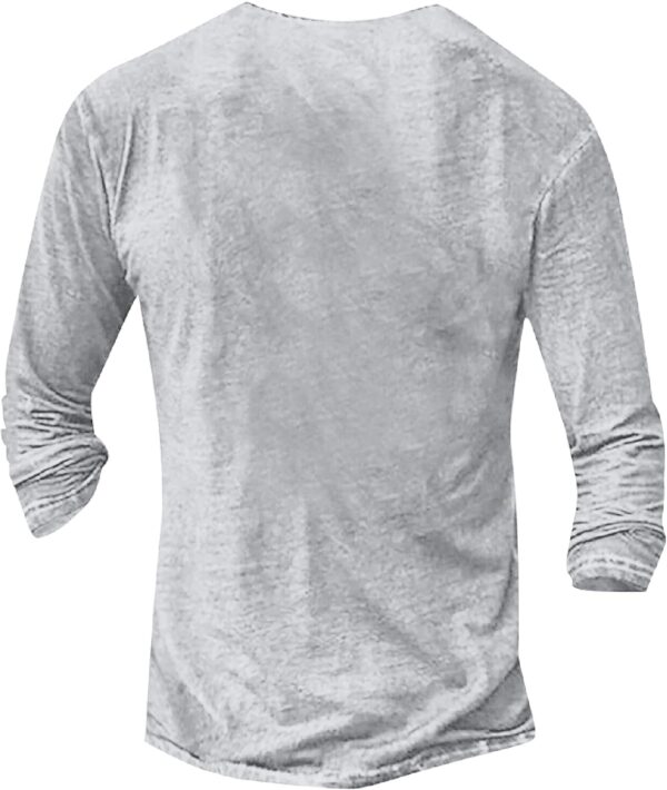Mens Henley Shirts Graphic V Neck Long Sleeve Pullover Shirts 8Pcs Buttons Up Vintage Hippie Streetwear Tees Top
