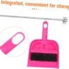 minkissy Handheld Mini Broom and Dustpan Set Tiny Cleaning Table Broom Sweep Brush for Desktop Bed Car Desk Keyboard Countertop Nest Rosy