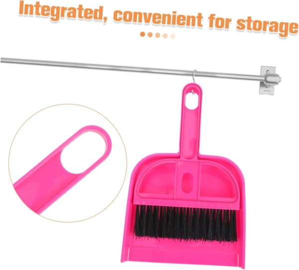 minkissy Handheld Mini Broom and Dustpan Set Tiny Cleaning Table Broom Sweep Brush for Desktop Bed Car Desk Keyboard Countertop Nest Rosy