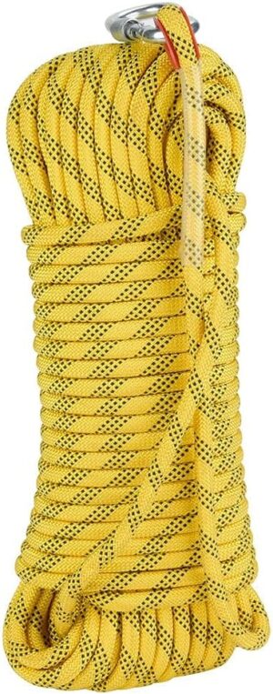 8MM Outdoor Climbing Rope High Strength Safety Static Rock Rope 32FT 65FT 82FT 98FT 121FT 164FT 197FT Tree Climbing Gear for Fitness and Strength Training (Color : Yellow, Size : 8mm x 140m)