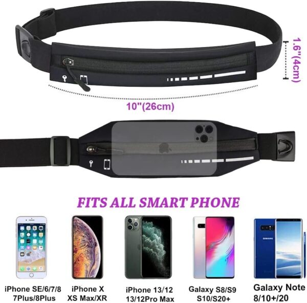 Slim Running Belt for Women Men,Runners Fanny Pack Phone Holder,Run Pouch Waist Belt for Workout Jogging,Money Belt Running Gear Accessories(Black)