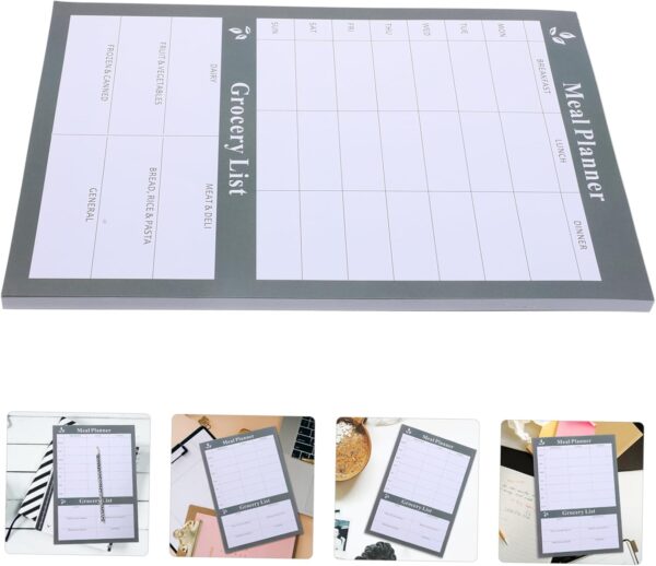 Weekly Meal Planner Notebook Tearable Household Diet Journal for Food Lists & Grocery Planning 1 Book of Calendar for Meal Prep & Healthy Eating
