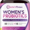 Doctor's Recipes Women’s Probiotic, 60 Caps 50 Billion CFU 16 Strains, with Organic Cranberry, Digestive Immune Vaginal & Urinary Health, Shelf Stable, Delayed Release, No Soy Gluten Dairy