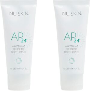 Nu Skin AP 24 Whitening Fluoride Toothpaste | 4oz | Brightens and Whitens Teeth | Helps Prevent Dental Cavities | Gentle Vanilla Mint Formula | 2 Pack