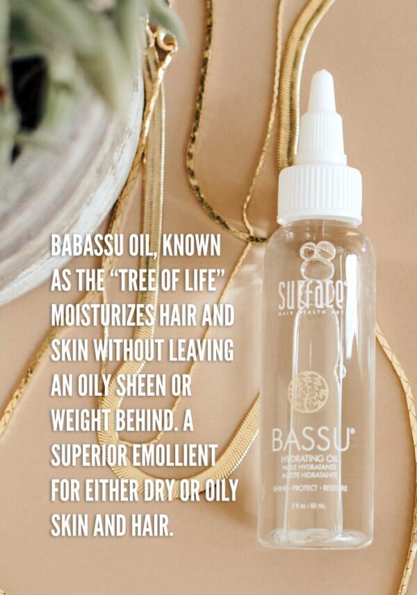 Surface Hair Bassu Hydrating Oil: Hair Oil with Flax Seed, and Aloe Vera, Moisturize and Hydrate Repair Damaged Hair, Color Safe, 2 Fl Oz