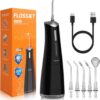 Water Dental Flosser Teeth Pick Cordless Oral Irrigator with 300ml 5 Tips 4 Modes USBCharger Portable Travle Irrigation Cleaner IPX7 Electric Irrigador Dental for Teeth Cleaning (Black)