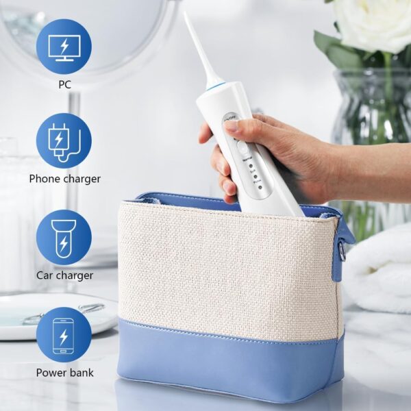 Water Dental Flosser Teeth Pick Portable Cordless Oral Irrigator Gums Braces Orthodontic Care Irrigation Cleaner Electric Waterflosser Flossing for Teeth Cleaning Rechargeable for Home Travel