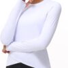 Women's Long Sleeve Compression Shirts Workout Tops Cross Hem Athletic Running Yoga T-Shirts with Thumb Hole