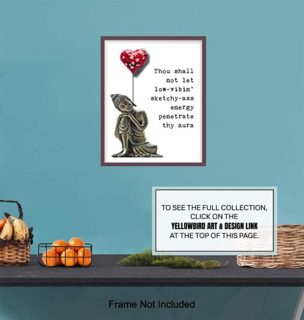 Buddha Statue Wall Art - Zen Decor - Spa Room Decor - Spiritual Gifts for Women - Namaste Wall Decoration - Positive Quotes Print - Encouragement Gifts for Women - Meditation Gift - Buddhist Picture