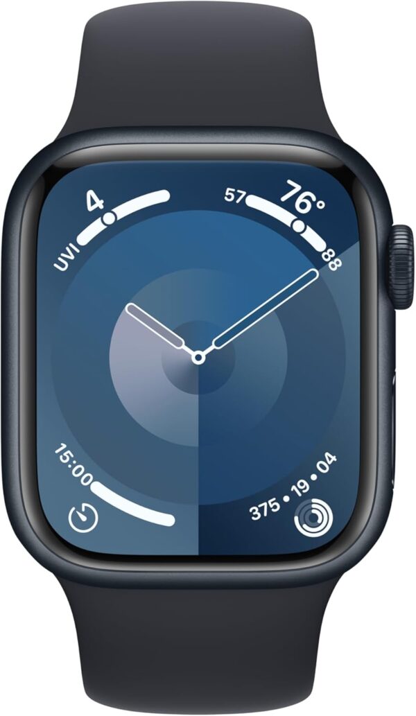 Apple Watch Series 9 [GPS + Cellular 41mm] Midnight Aluminum Case with Midnight Sport Band S/M (Renewed)