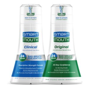 SmartMouth DDS Activated Clinical Mouthwash & Original Activated Mouthwash - for Fresh Breath - Clean Mint Flavor (Clinical) & Fresh Mint Flavor (Original), 16 fl oz Each