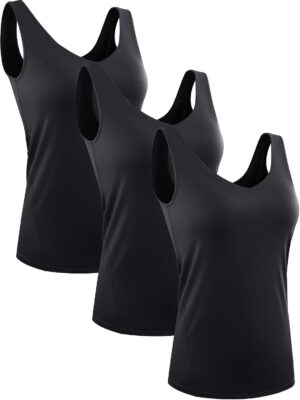 CADMUS 3 Pack Women's Compression Tank Top Dry Fit Yoga Sports Bra