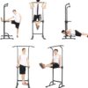 soges Power Tower Pull Up Bar Station, Free Standing Pull Up Rack Dip Station for Home Gym, Height Adjustable Home Strength Training Fitness Workout Equipment