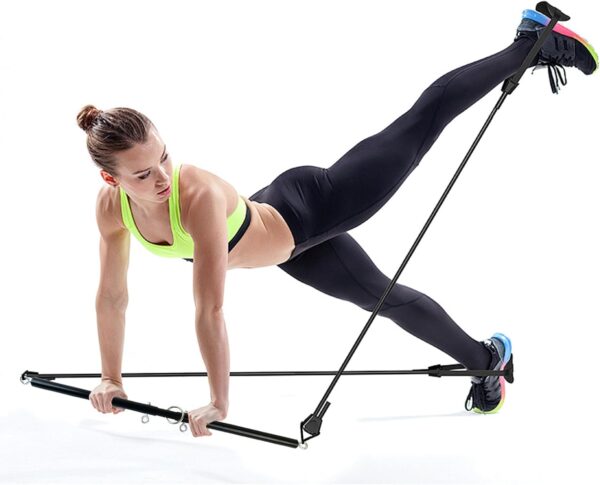 Spreader Bar Heavy Duty Stainless Steel Expandable Black Bar,Sports Aid Training Fitness Gear Pilates Aid Kit, Home Restore Pilates Indoor Yoga Set