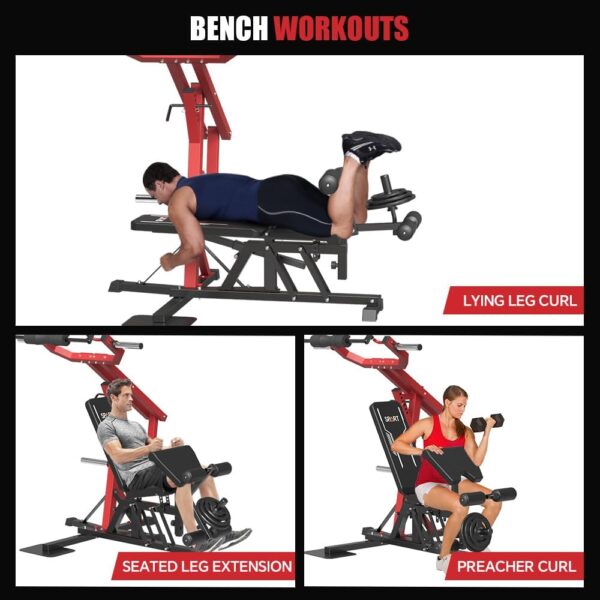 SPART Leverage Gym Machine, Multifunction Strength Training Workout Station, Plate Loaded Lever Gym with Multi Bench Press for Chest, Shoulder, Back, Core, Leg, Full Body Workout Machine for Home Gym