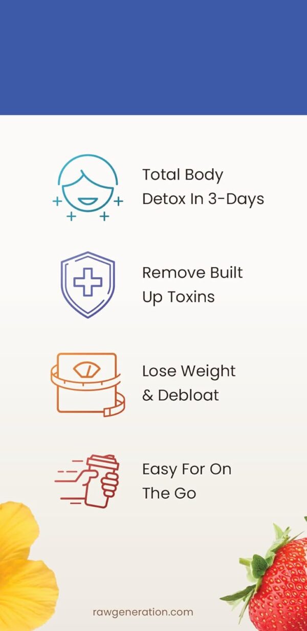 Raw Generation Instant Smoothie Detox Gut Cleanse | Healthy Weight Management | 100% Raw Natural Juice - No Added Sugar | Convenient On-the-Go | 3-Day Juice Cleanse | 18 Superfood Drink Powder Packets