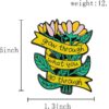 Flowe Enamel Pin, Grow Through What You Go Through Mental Health Awareness Flower Bouquet Brooch Quote Badge Accessory