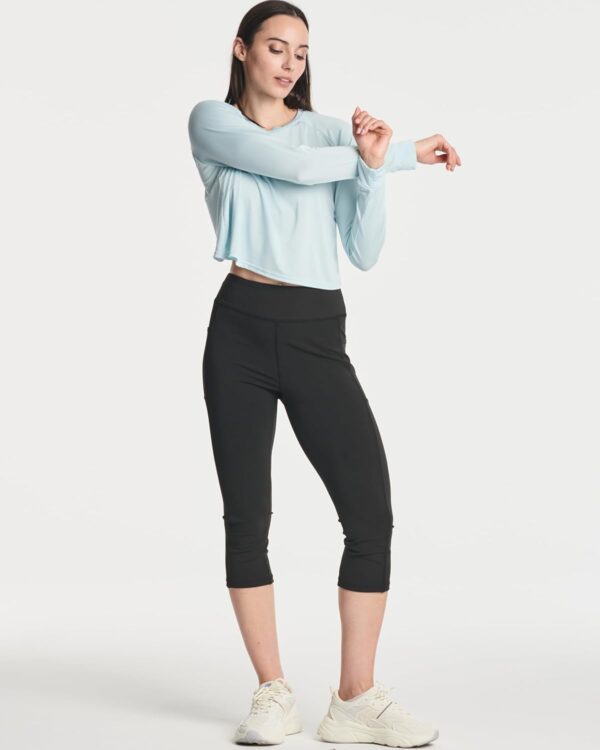 Real Essentials 4 Pack: Women's Dry-Fit Long Sleeve Petal Back Crop Top - Athletic Cropped Tee (Available in Plus Size)
