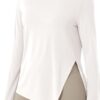 ODODOS Split Hem Long Sleeve Tee for Women Modal Soft Crew Neck Athletic Gym Workout Tops Yoga Shirts