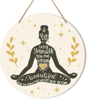 Muktoujaumai Meditation Room Wall Decor, Yoga Room Wall Decor Zen Den Room Hanging Signs Motivational Decorations for Spiritual Room, Home, Office, Yoga Lover Gift Girl Power Decor