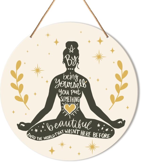 Muktoujaumai Meditation Room Wall Decor, Yoga Room Wall Decor Zen Den Room Hanging Signs Motivational Decorations for Spiritual Room, Home, Office, Yoga Lover Gift Girl Power Decor