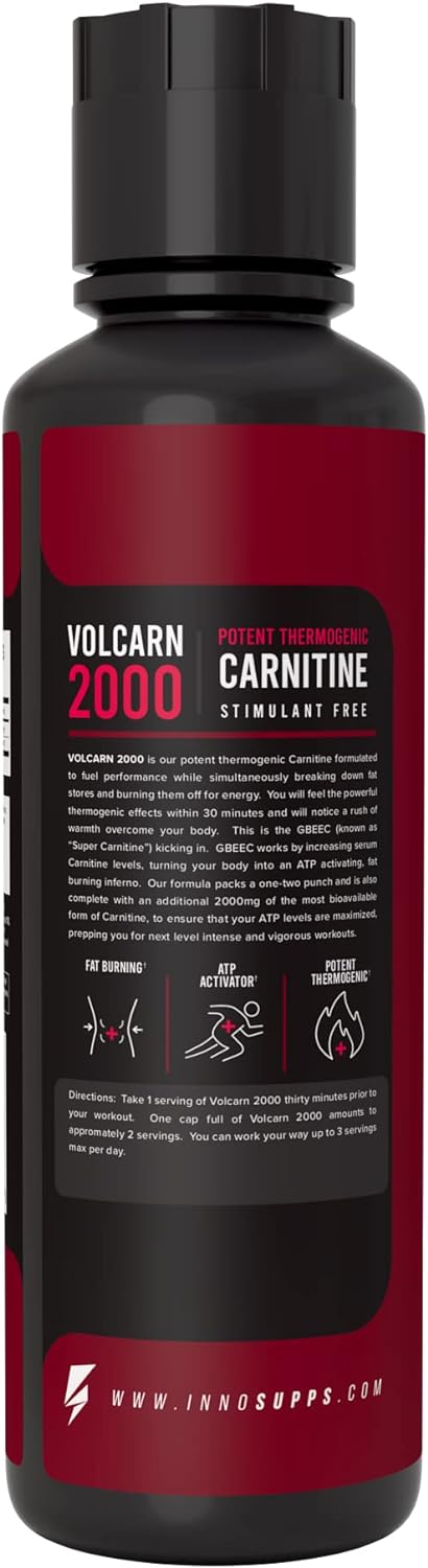 InnoSupps Volcarn 2000 - L-CARNITINE Advanced Energy Liquid | ATP Enhancer with GBEEC | Boosts Energy, Enhances Focus, Caffeine Free, No Artificial Sweeteners | 32 Servings (Pink Starblast)