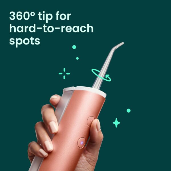 quip Water Flosser with Replacement Tip - Cordless Water Flosser with Adjustable Pressure - Teeth Cleaner Pick with 360 Degree Rotating Replaceable Tip, Rechargeable Water Dental Pick - Copper