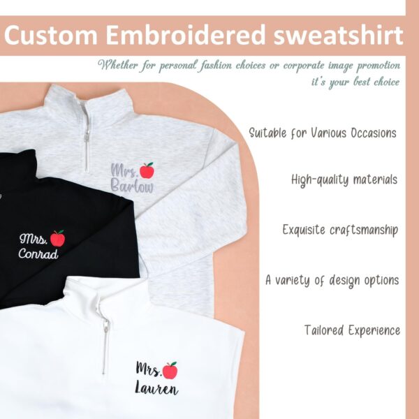 Custom Embroidered Women's Oversized Hoodies Fleece Sweatshirts Long Sleeve Pullover with Pocket – Teacher's Day (M/L/XL/XXL)