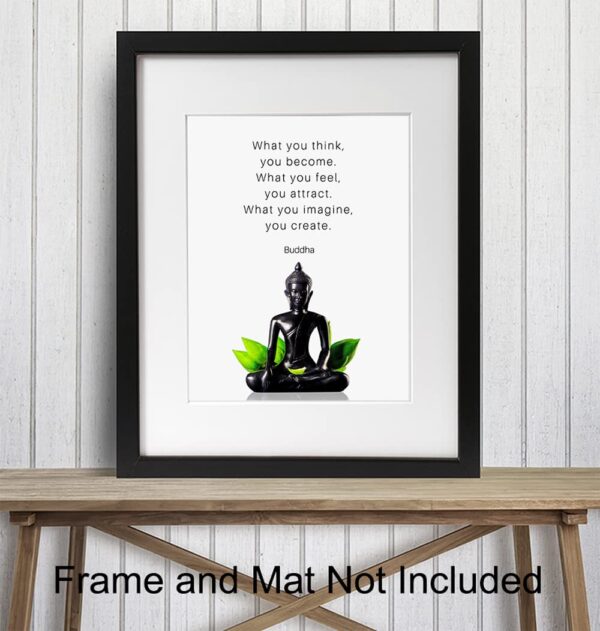 Buddha Quotes Wall Decor - Inspirational Quote Wall Art - Zen Meditation Decor - Buddha Statue Art - Spiritual Gifts for Women, Men - New Age Spa Room Decoration - Yoga Artwork - Buddhism Buddhist
