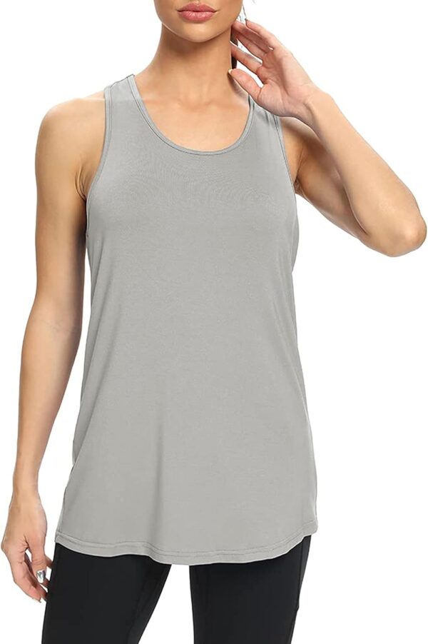 Bestisun Workout Yoga Athletic Shirts Racerback Long Tank Tops Loose fit for Women