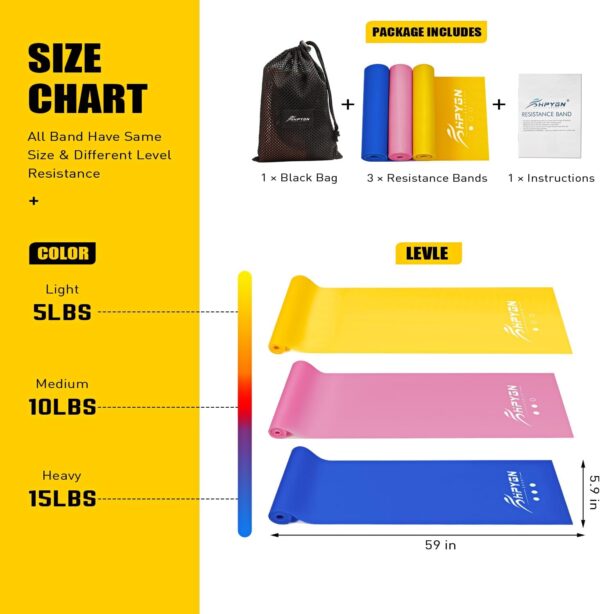 Resistance Bands, Exercise Bands, Physical Therapy Bands for Strength Training, Yoga, Pilates, Stretching, Stretch Elastic Band with Different Strengths, Workout Bands for Home Gym