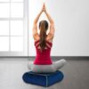 Square Floor Cushion Features Luxury Royal Blue Velvet Cover and Insert Bean Foam Filling, Versatile Use as Pouf Footstool and Ottoman Pillow in Home, Yoga Meditation Seat, and Bedroom Décor