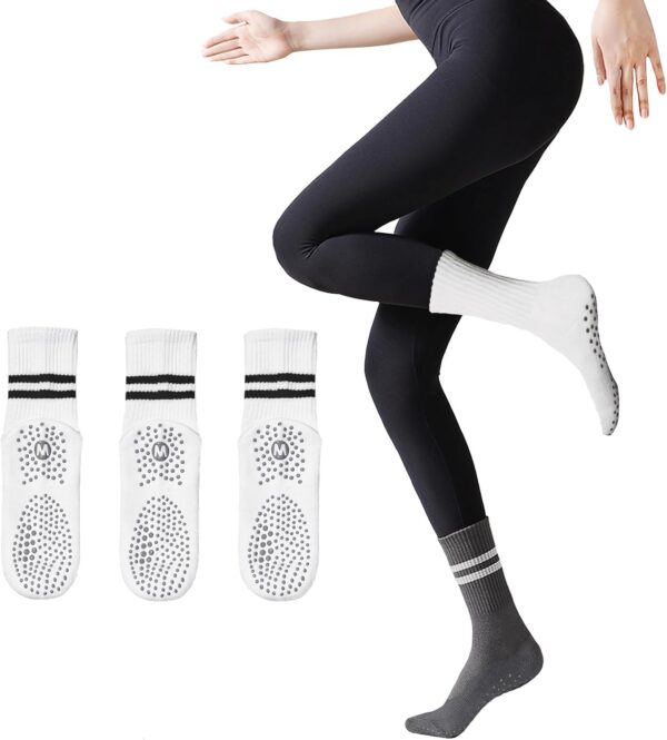 ULEEMARK Womens Pilates Non slip Yoga Socks Dance Gym Exercise Ankle Socks