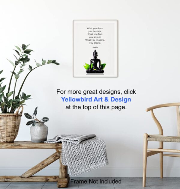 Buddha Quotes Wall Decor - Inspirational Quote Wall Art - Zen Meditation Decor - Buddha Statue Art - Spiritual Gifts for Women, Men - New Age Spa Room Decoration - Yoga Artwork - Buddhism Buddhist